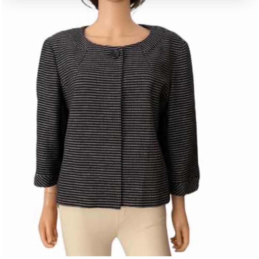 Talbots Blazer Size 6 Petite Black White Dot Jacket‎ Career 3/4 Sleeve Jacket 🖤